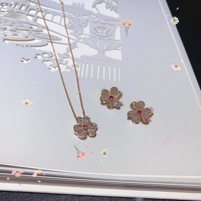 [Clover Jewels]FRIVOLE ROSE GOLD FLOWER DIAMOND NECKLACE