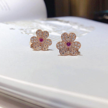 [Clover Jewels]FRIVOLE PINK GOLD FLOWER DIAMOND EARRINGS