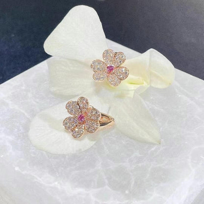 [Clover Jewels]FRIVOLE PINK GOLD FLOWER DIAMOND EARRINGS