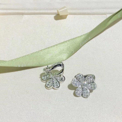 [Clover Jewels]FRIVOLE SILVER FLOWER DIAMOND EARRINGS