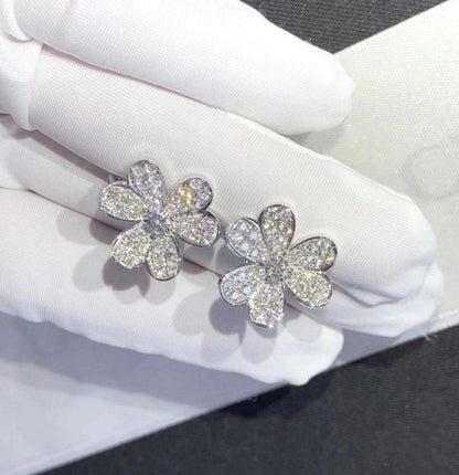 [Clover Jewels]FRIVOLE SILVER FLOWER DIAMOND EARRINGS