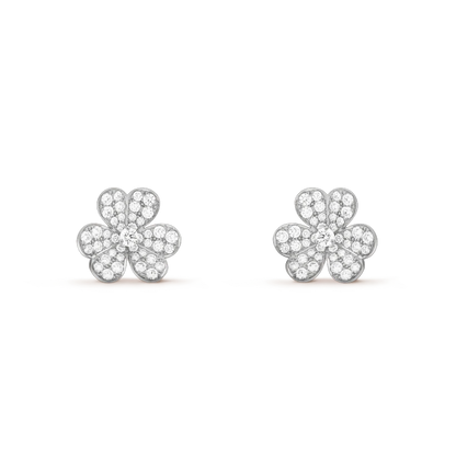 [Clover Jewels]FRIVOLE SILVER FLOWER DIAMOND EARRINGS