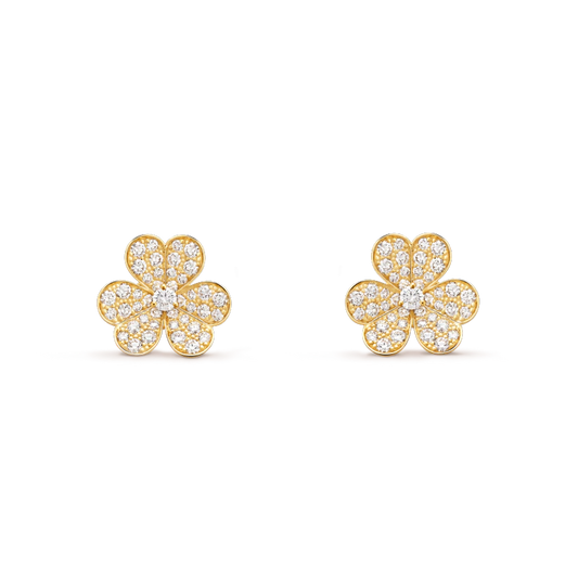 [Clover Jewels]FRIVOLE GOLD FLOWER DIAMOND EARRINGS