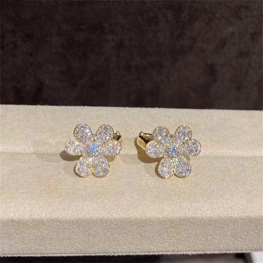 [Clover Jewels]FRIVOLE GOLD FLOWER DIAMOND EARRINGS