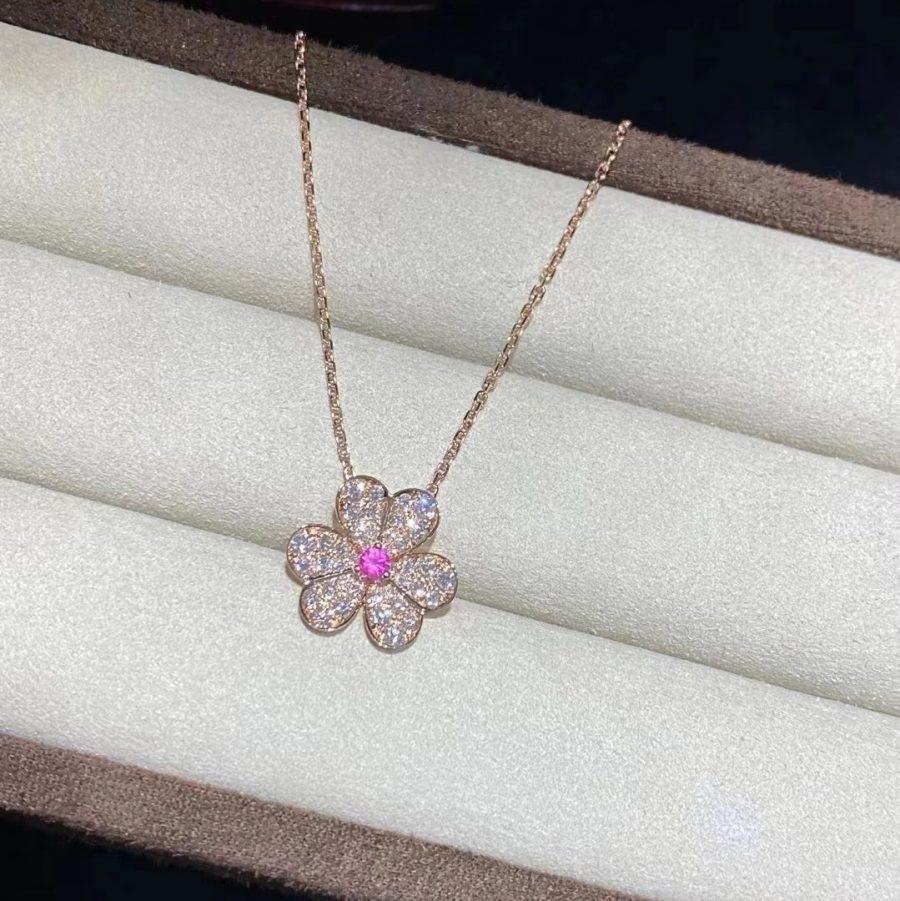 [Clover Jewels]FRIVOLE ROSE GOLD FLOWER DIAMOND NECKLACE