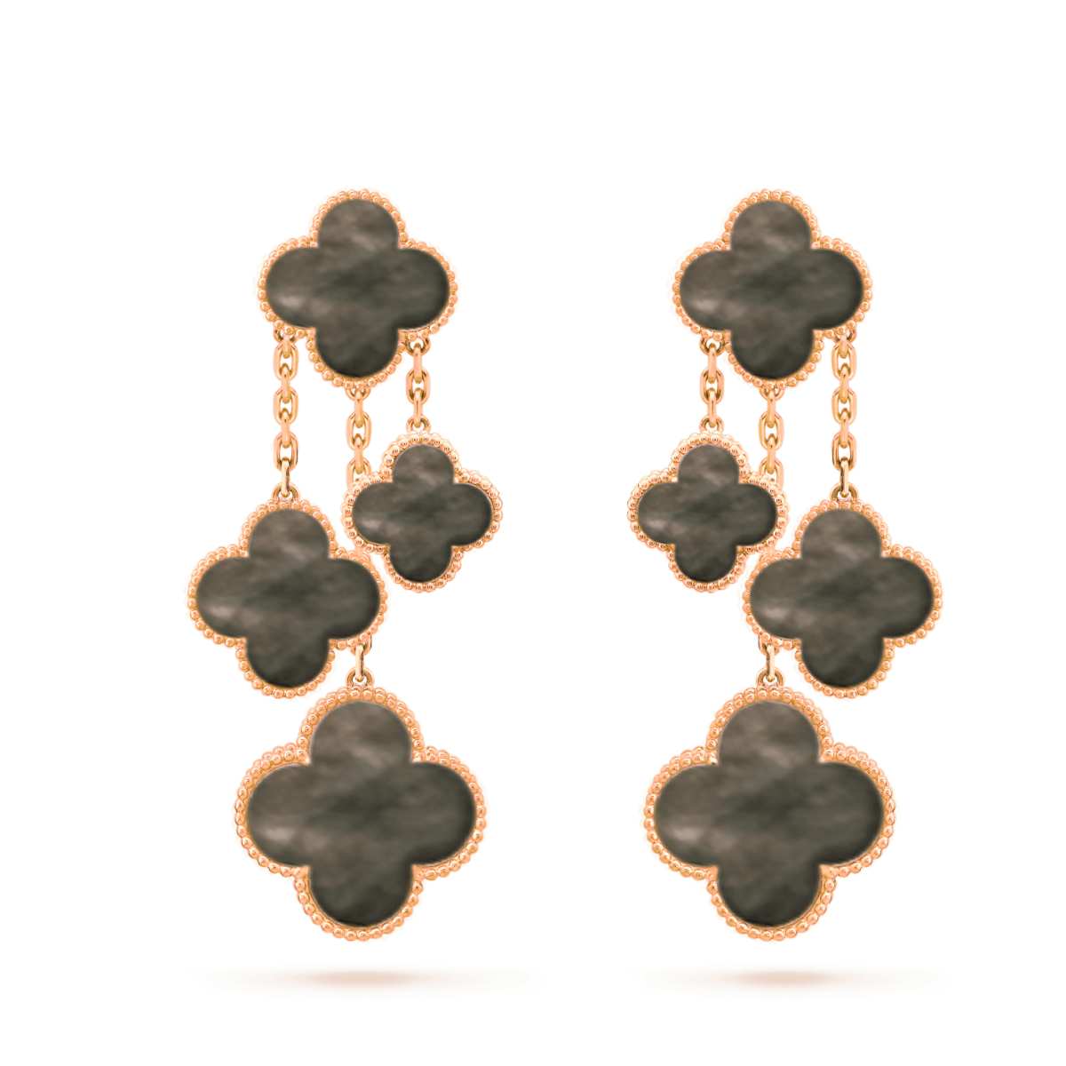 [Clover Jewels]CLOVER EARRINGS DARK MOP 4 MOTIFS ROSE GOLD