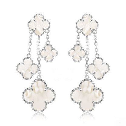 [Clover Jewels]CLOVER EARRINGS WHITE MOP 4 MOTIFS SILVER