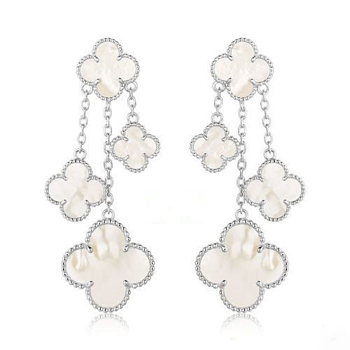 [Clover Jewels]CLOVER EARRINGS WHITE MOP 4 MOTIFS SILVER