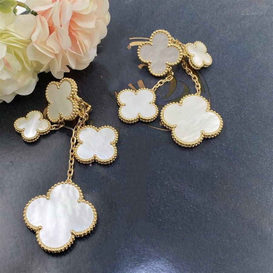 [Clover Jewels]CLOVER EARRINGS WHITE MOP 4 MOTIFS GOLD