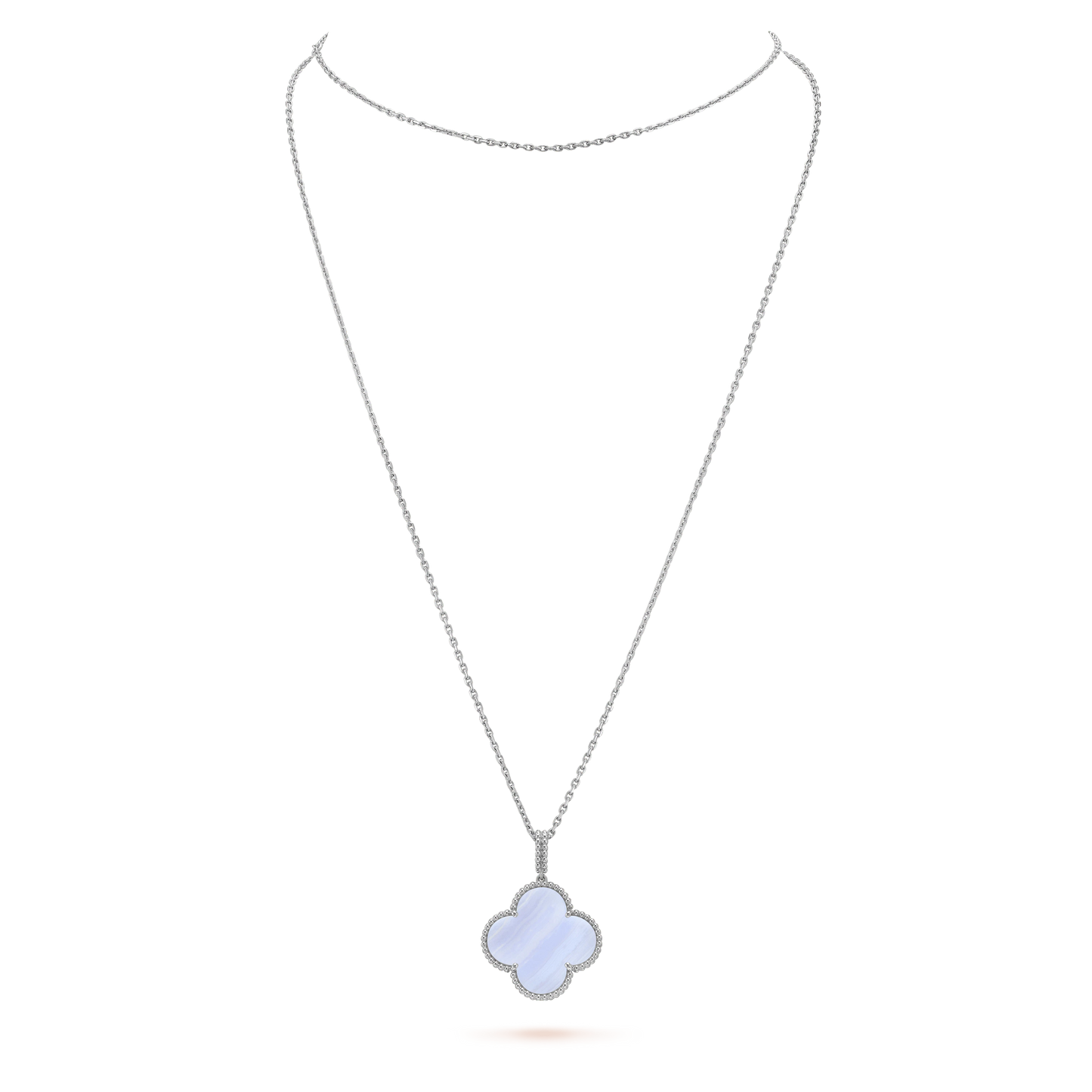 [Clover Jewels]CLOVER SILVER CHALCEDONY BIG CLOVER NECKLACE