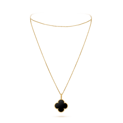 [Clover Jewels]CLOVER 25MM GOLD ONYX BIG CLOVER NECKLACE