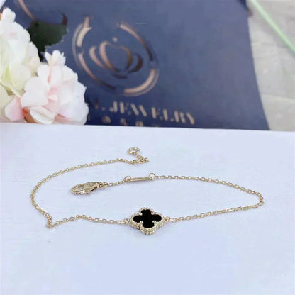 [Clover Jewels]CLOVER ONYX SINGLE FLOWER BRACELET