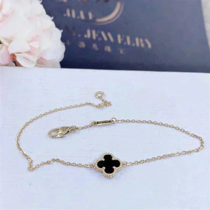 [Clover Jewels]CLOVER ONYX SINGLE FLOWER BRACELET