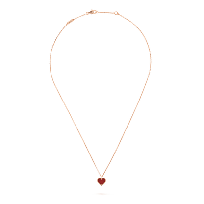 [Clover Jewels]SWEET CLOVER CARNELIAN HEART NECKLACE