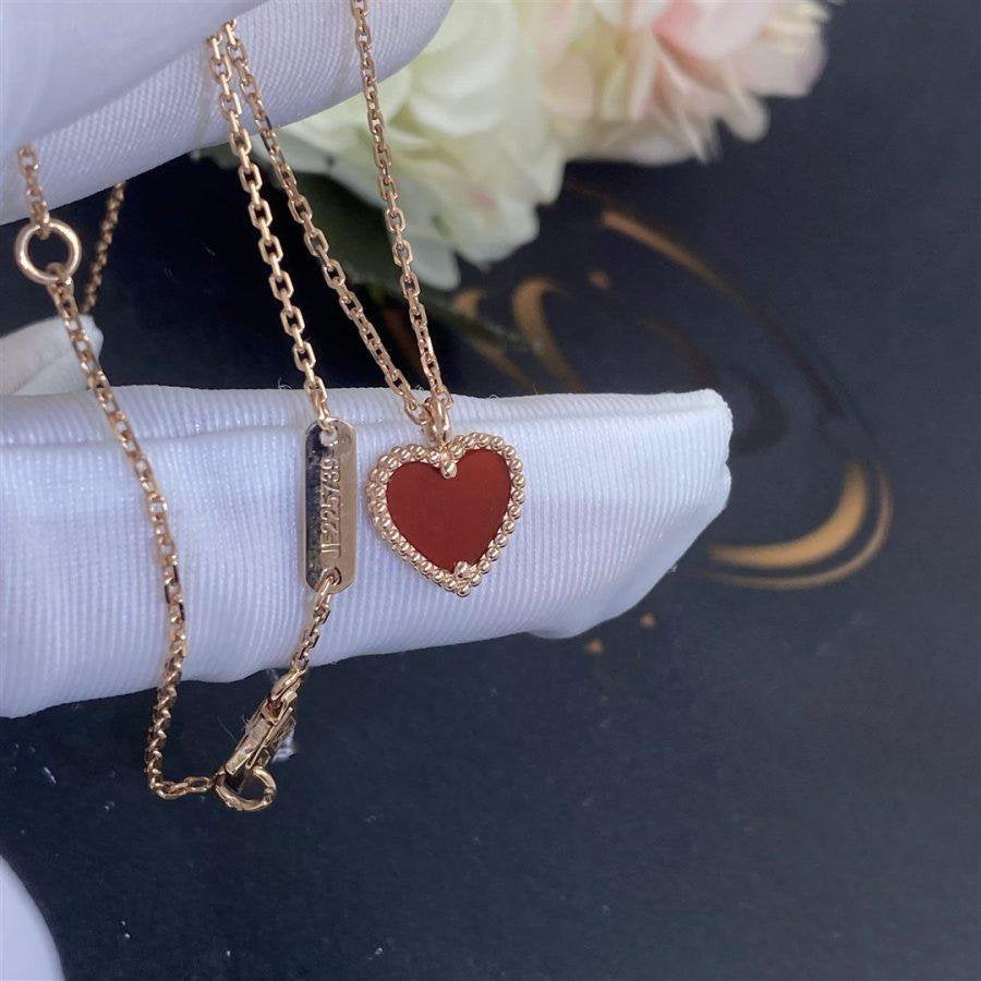 [Clover Jewels]SWEET CLOVER CARNELIAN HEART NECKLACE