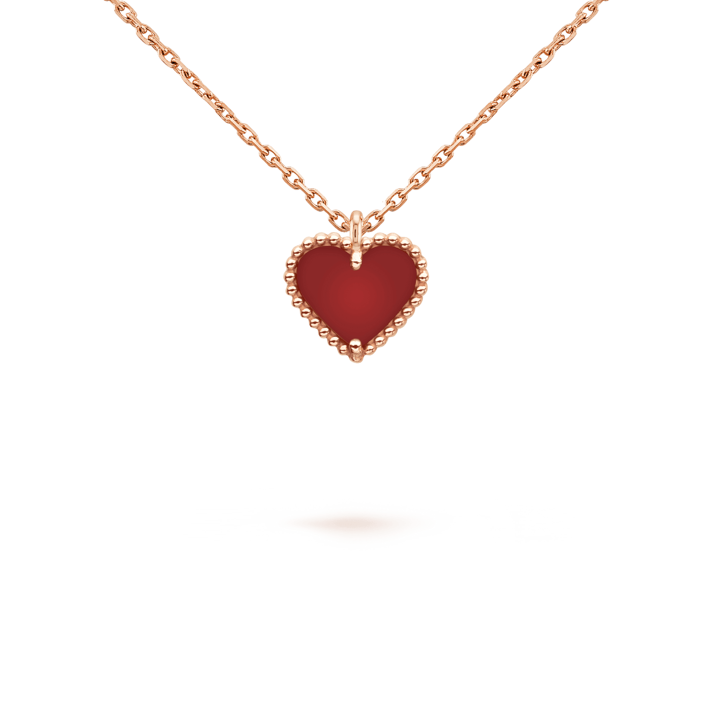 [Clover Jewels]SWEET CLOVER CARNELIAN HEART NECKLACE