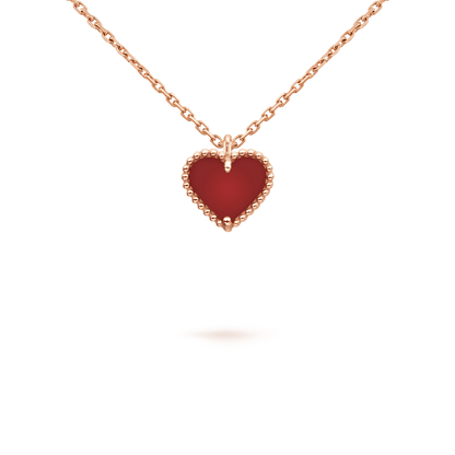 [Clover Jewels]SWEET CLOVER CARNELIAN HEART NECKLACE