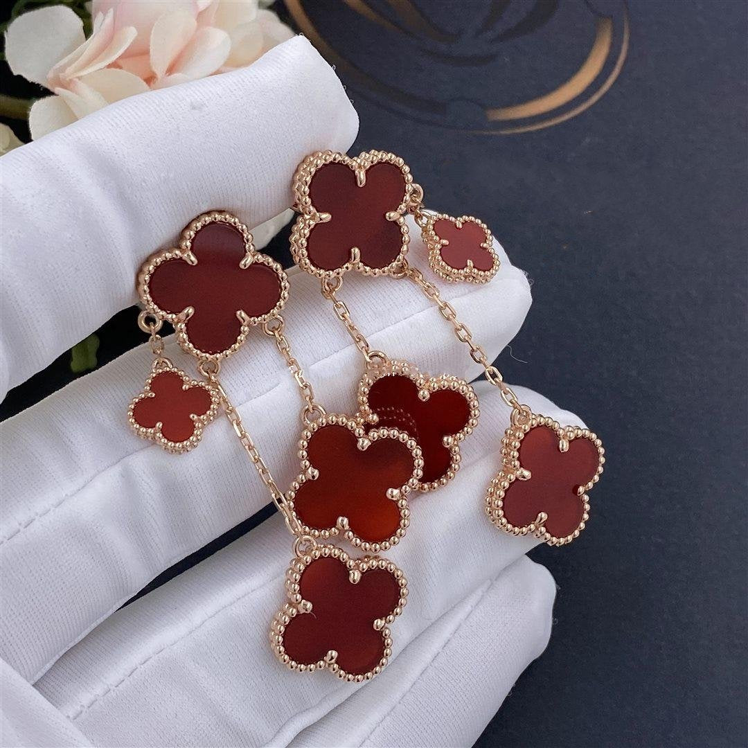 [Clover Jewels]CLOVER EARRINGS CARNELIAN 4 MOTIFS PINK GOLD