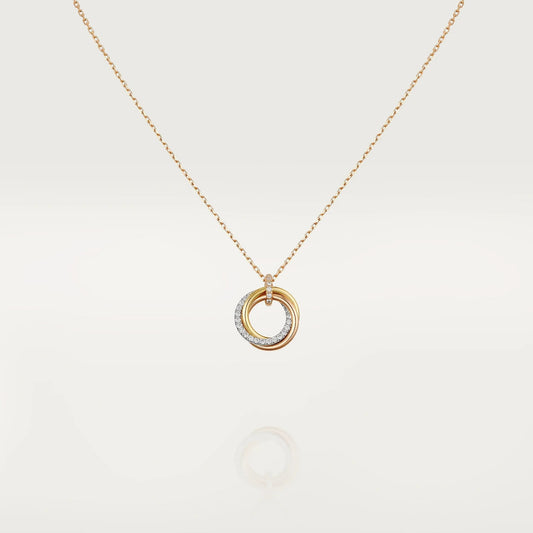 [Clover Jewels]TRINITY NECKLACE SILVER GOLD PINK GOLD DIAMONDS