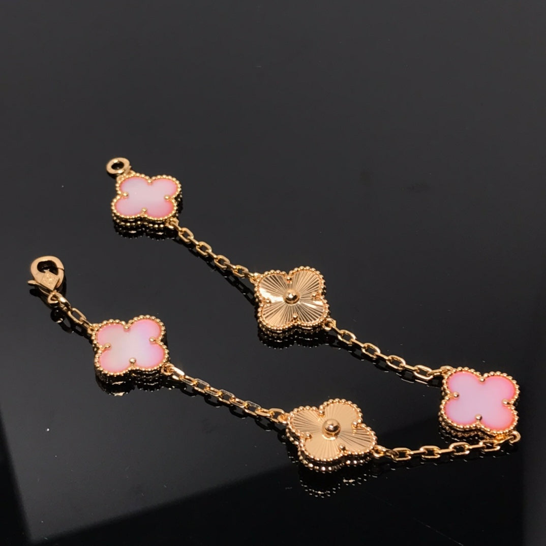 [Clover Jewels]CLOVER BRACELET 5 MOTIF PINK AND PINK GOLD