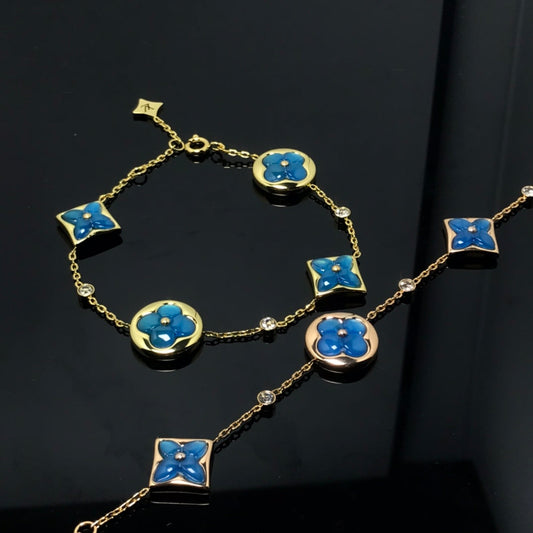 [Clover Jewels]STAR AND SUN 4 MOTIF BLUE BRACELET