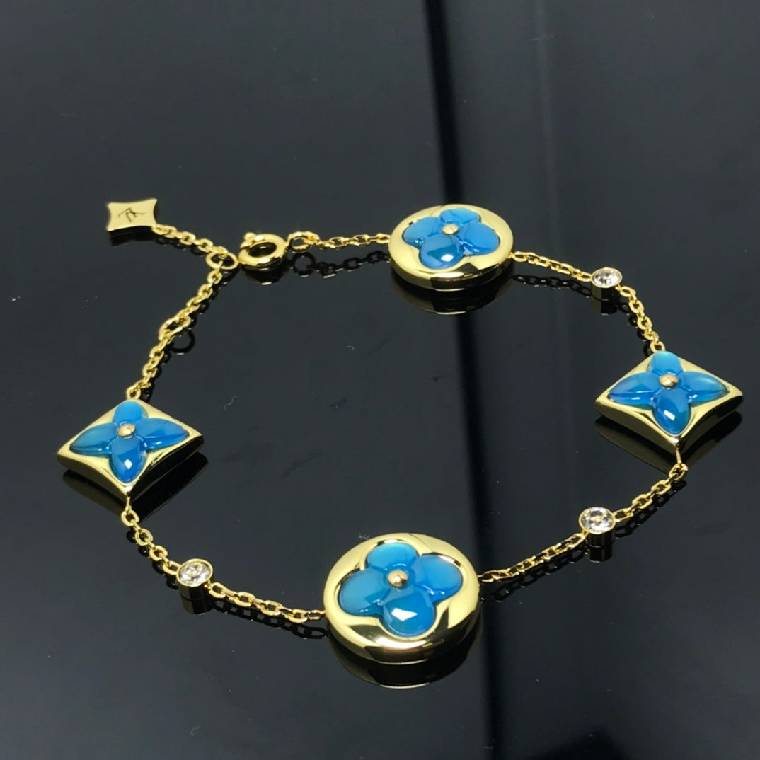 [Clover Jewels]STAR AND SUN 4 MOTIF BLUE BRACELET