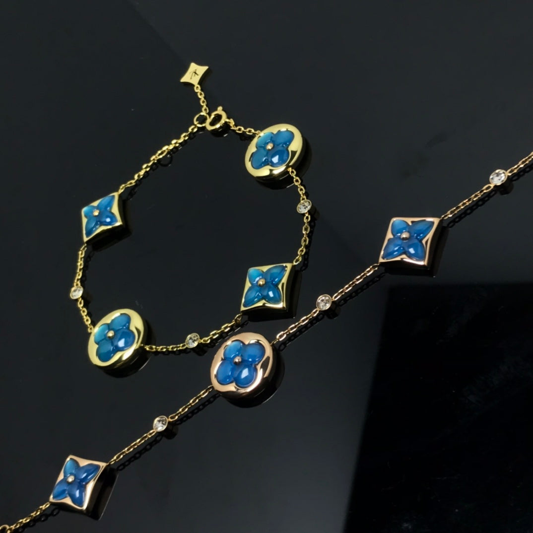 [Clover Jewels]STAR AND SUN 4 MOTIF BLUE BRACELET