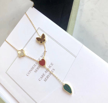 [Clover Jewels]LUCKY SPRING 4 MOTIFS ROSE GOLD NECKLACE